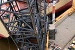 Kran aus der Vogelperspektive: Der Blick vom Dach des Deckshauses.
