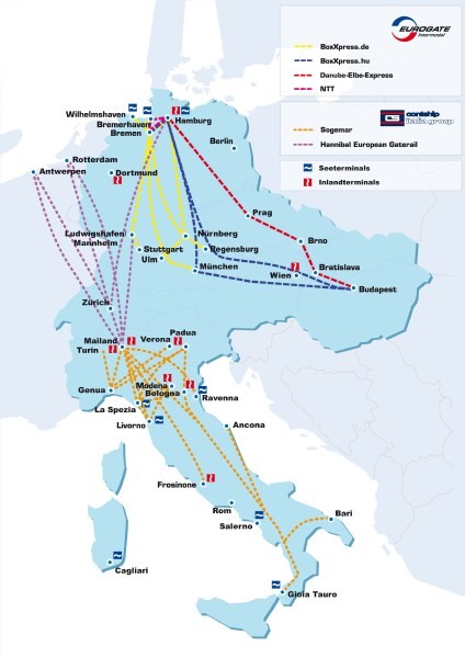Dichtes Netz: Die Zugsysteme und Verbindungen von Eurogate Intermodal in Europa