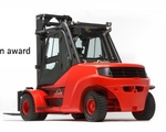 Noch einen roten Punkt oben drauf: Der Linde Dieselstapler 80/1100 darf den Zusatz �product design 2008� tragen.