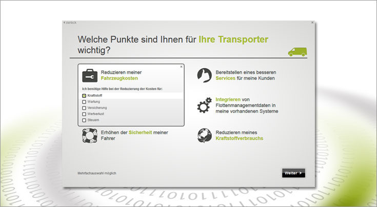 Der Lsungskonfigurator schlgt je nach Anforderungen des Unternehmens das richtige System vor. Foto: TomTom Telematics