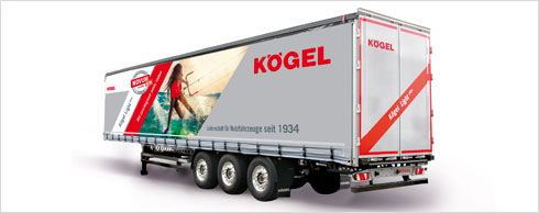 Eine von vielen Kögel-Innovationen: Light-Plus-Planenauflieger mit nutzlastoptimiertem Rahmen, IAA 2016. Foto: Kögel Eine von vielen Kögel-Innovationen: Light-Plus-Planenauflieger mit nutzlastoptimiertem Rahmen, IAA 2016. Foto: Kögel